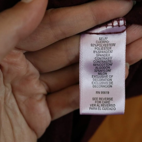 SOLD Hannah faux suede crochet lace Top - Burgundy - Picture 7 of 8